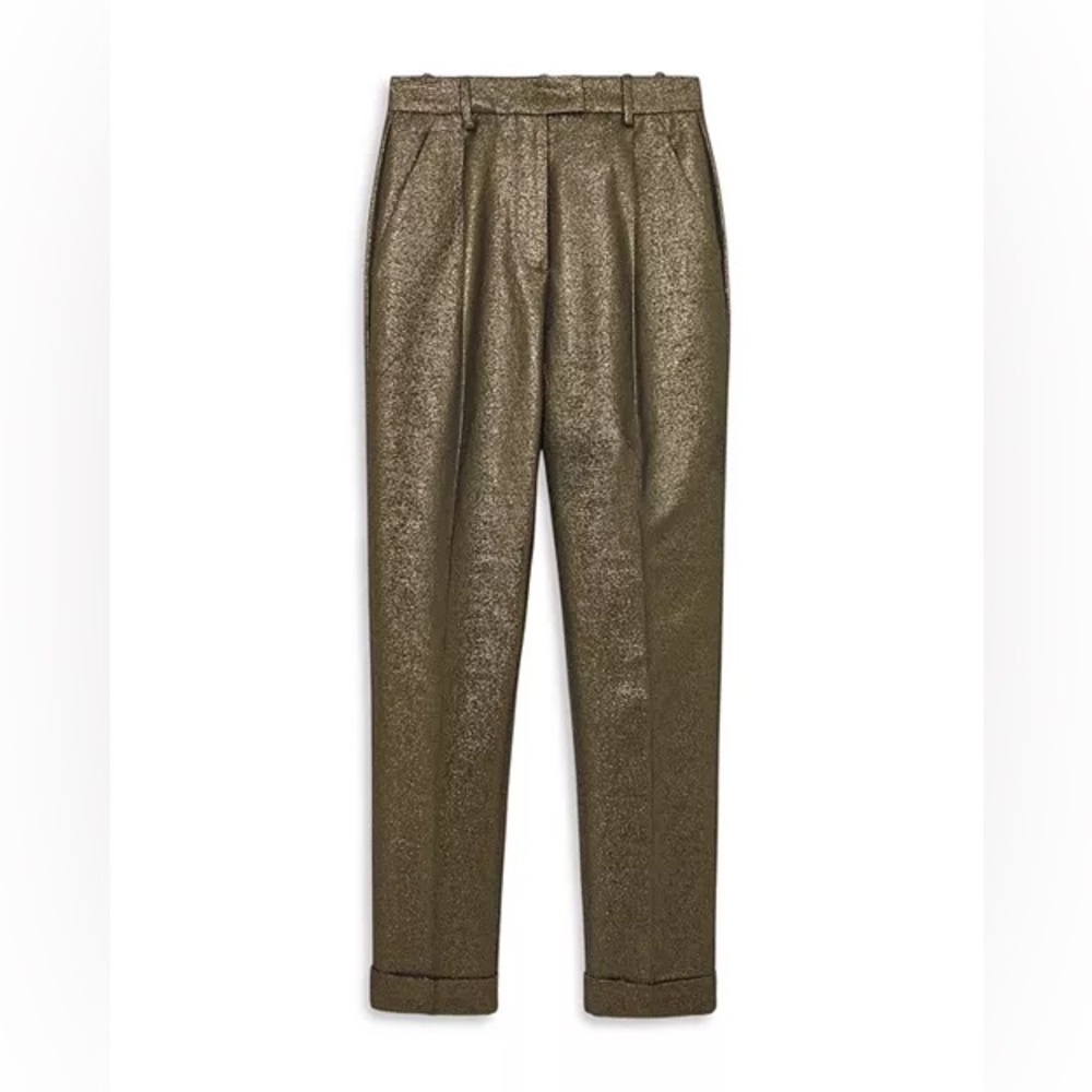 Reiss Sienna Sparkle ✨ Tapered Metallic Gold Trousers, size 0